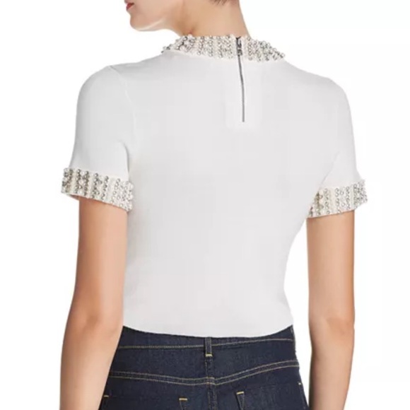 NWOT Alice and Olivia Ciara Embellished Cropped Sweater, Size Small - Picture 3 of 10